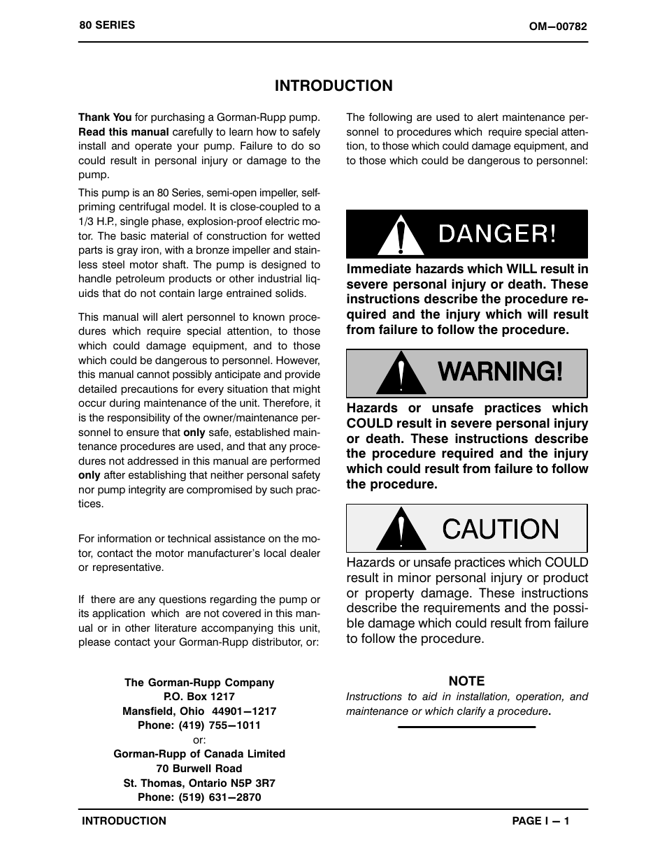 Introduction | Gorman-Rupp Pumps 81 1/4A3-X.50 1P 794462 and up User Manual | Page 5 / 26