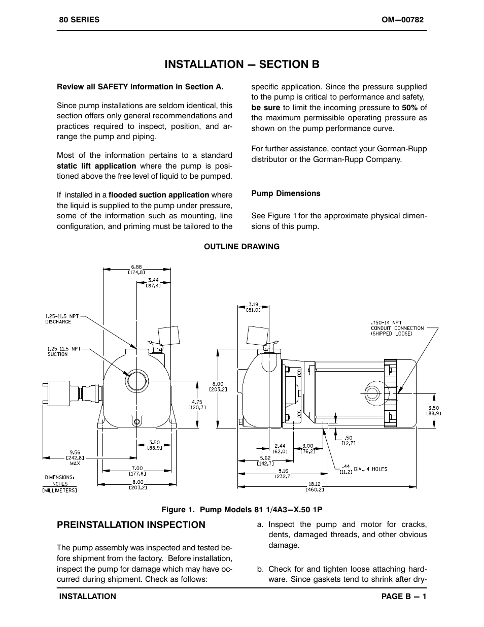 Installation - section b | Gorman-Rupp Pumps 81 1/4A3-X.50 1P 794462 and up User Manual | Page 8 / 26