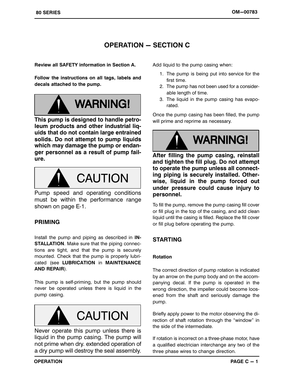 Operation - section c | Gorman-Rupp Pumps 81 1/4A3-X.50 3P 794462 and up User Manual | Page 13 / 26