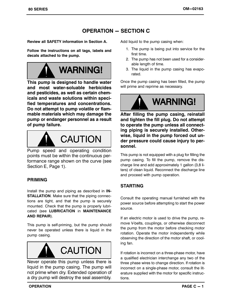 Operation - section c | Gorman-Rupp Pumps 81 1/2P47A-B 801848 and up User Manual | Page 14 / 27