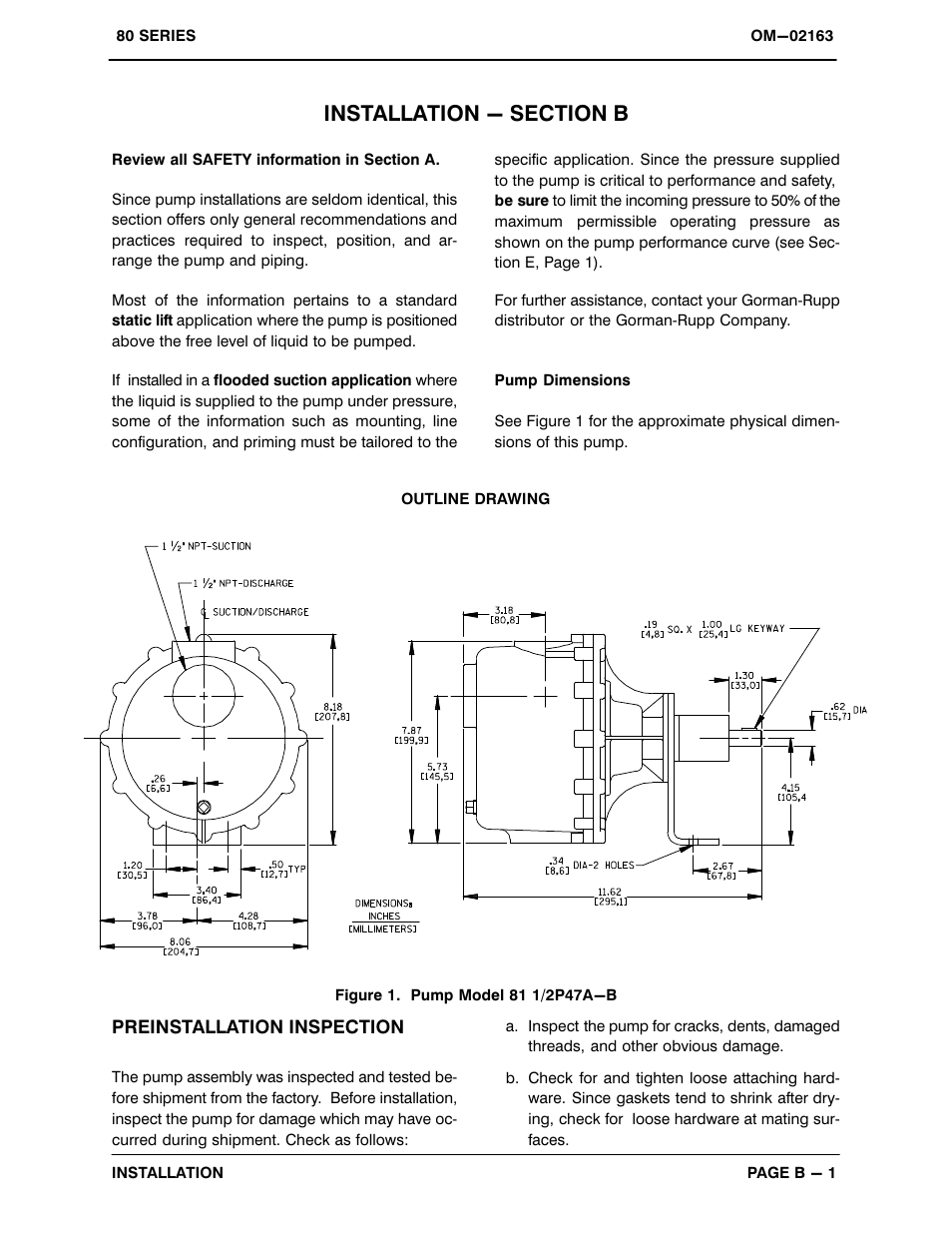 Installation - section b | Gorman-Rupp Pumps 81 1/2P47A-B 801848 and up User Manual | Page 8 / 27