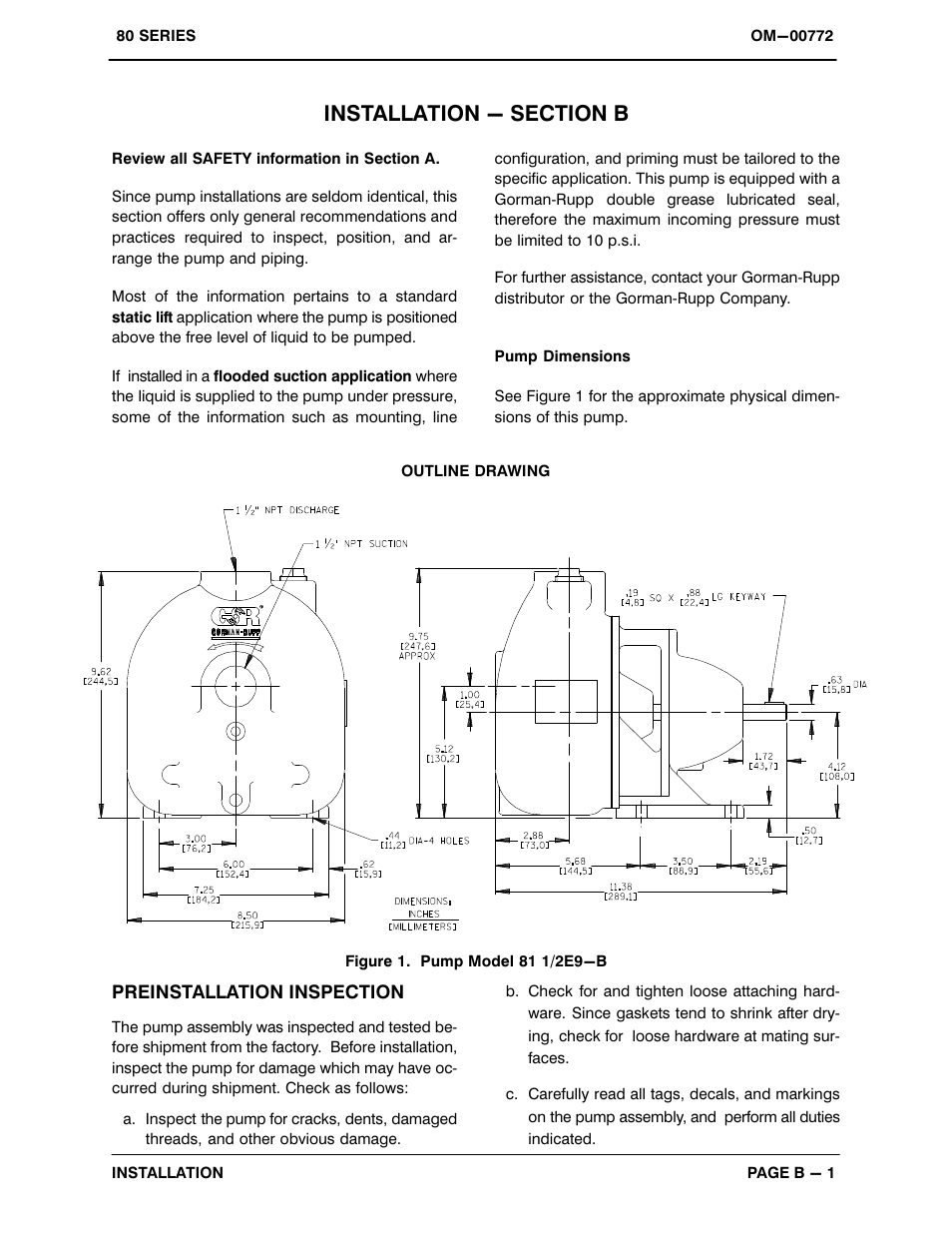 Installation - section b | Gorman-Rupp Pumps 81 1/2E9-B 334698 and up User Manual | Page 8 / 31