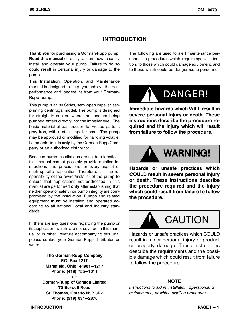 Introduction | Gorman-Rupp Pumps 81 1/2E52-B 1271304 and up User Manual | Page 4 / 28