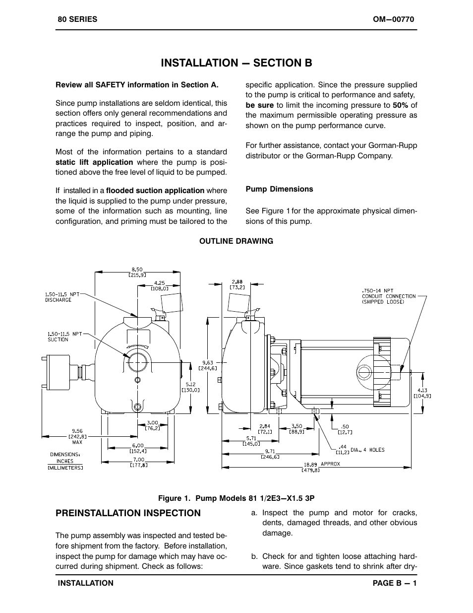 Installation - section b | Gorman-Rupp Pumps 81 1/2E3-X1.5 3P 387385 and up User Manual | Page 8 / 26