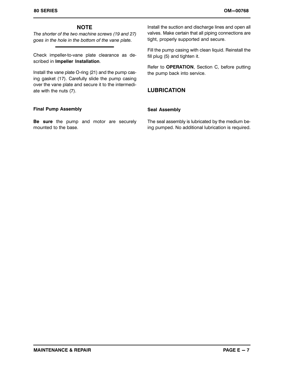 Gorman-Rupp Pumps 81 1/2E3-E1 3P 318671 and up User Manual | Page 25 / 26