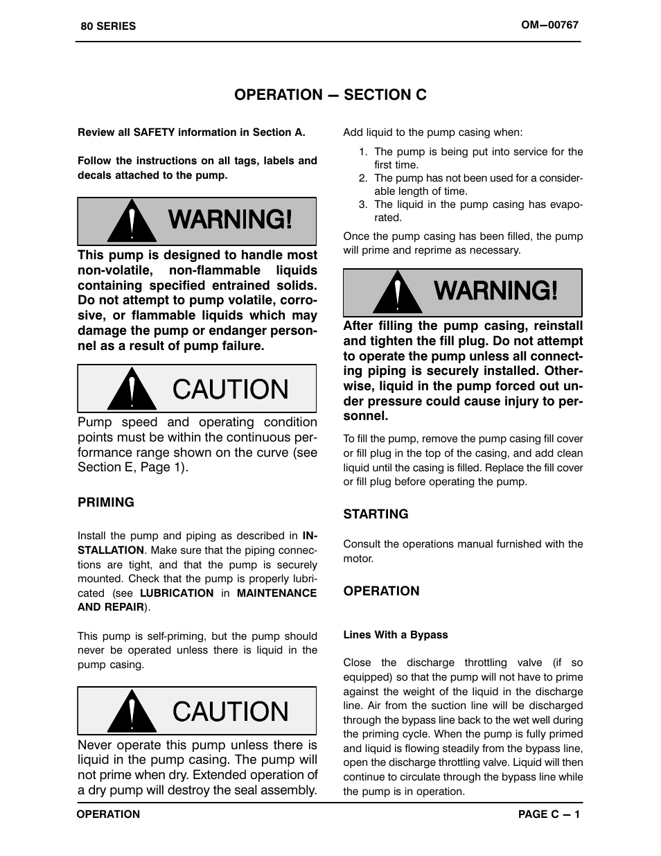 Operation - section c | Gorman-Rupp Pumps 81 1/2E3-E1 1P 318671 and up User Manual | Page 13 / 26