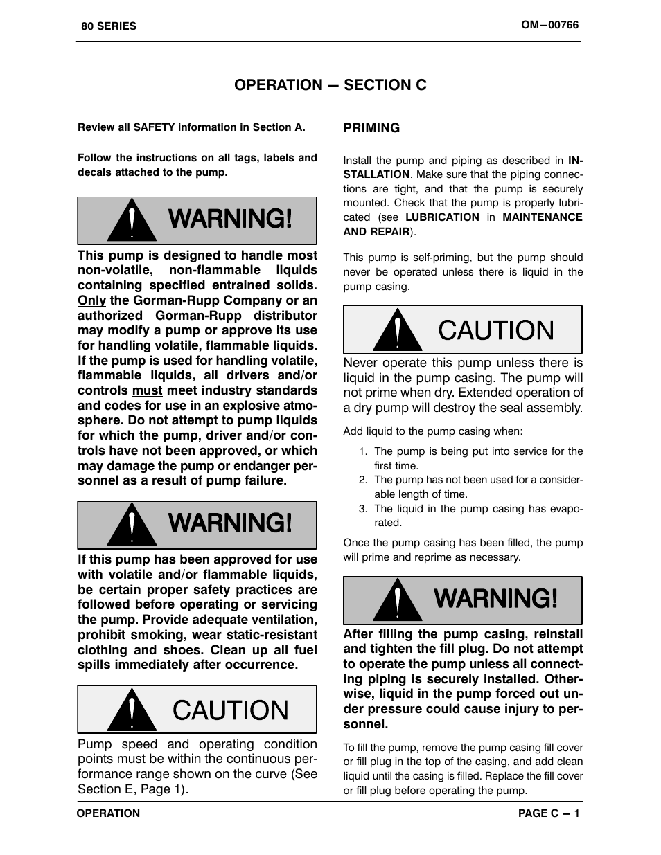 Operation - section c | Gorman-Rupp Pumps 81 1/2E3-B 341115 and up User Manual | Page 13 / 28