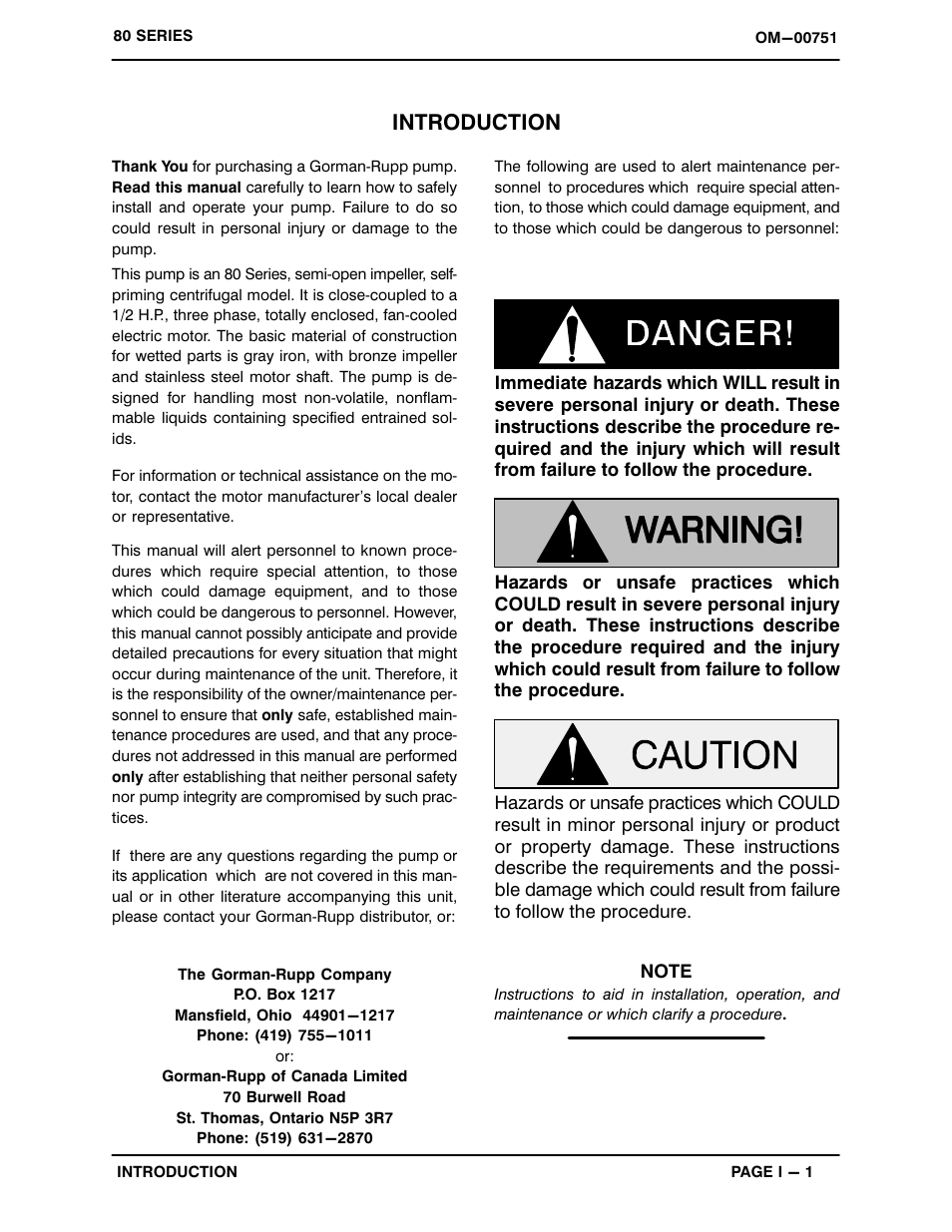 Introduction | Gorman-Rupp Pumps 81 1/2D3-E.50 3P 262113 and up User Manual | Page 5 / 26