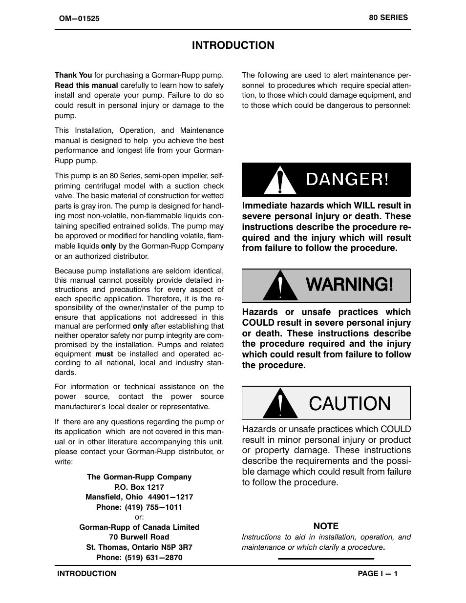 Introduction | Gorman-Rupp Pumps 81 1/2B52-B 1240557 and up User Manual | Page 4 / 30