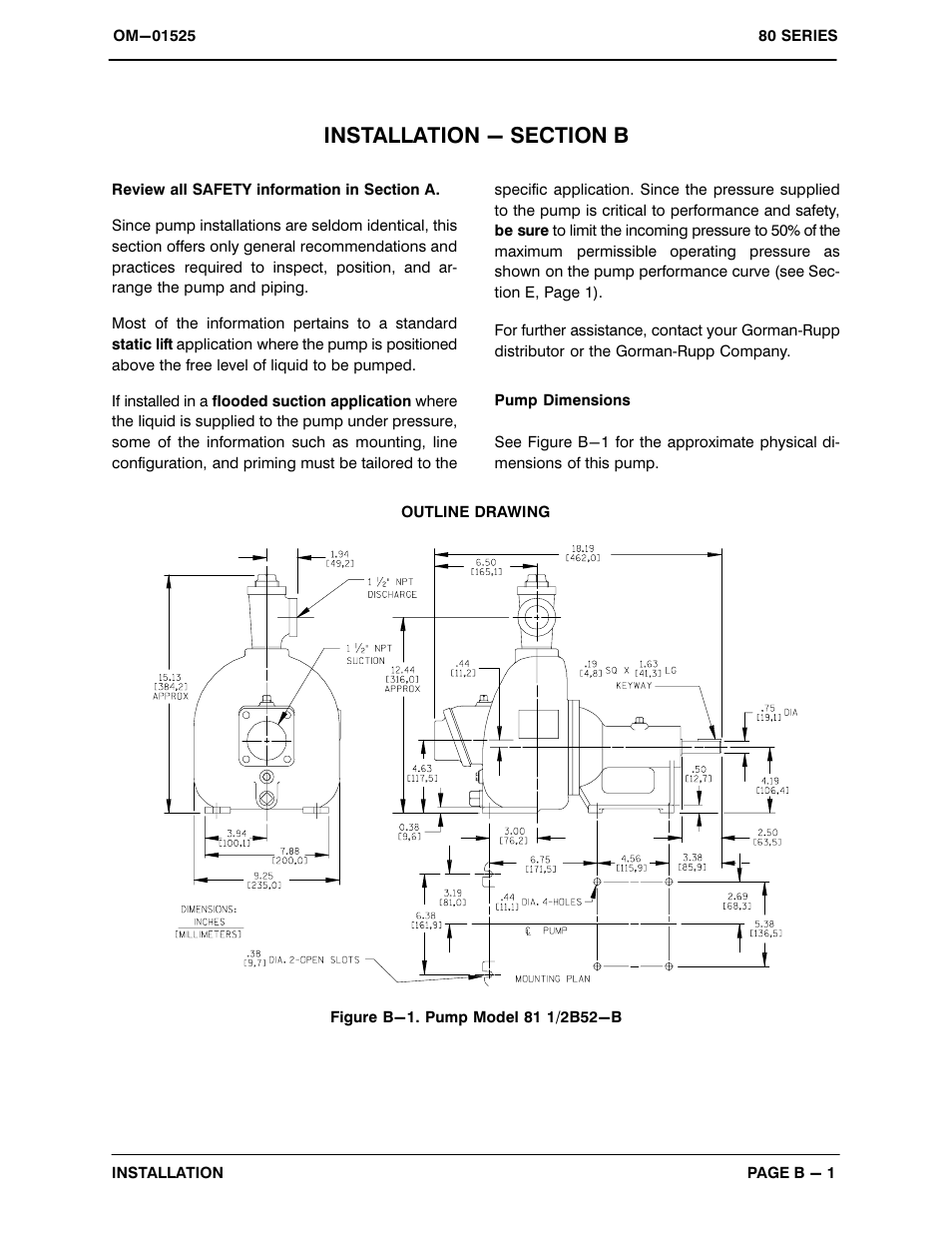 Installation - section b | Gorman-Rupp Pumps 81 1/2B52-B 1240557 and up User Manual | Page 7 / 30