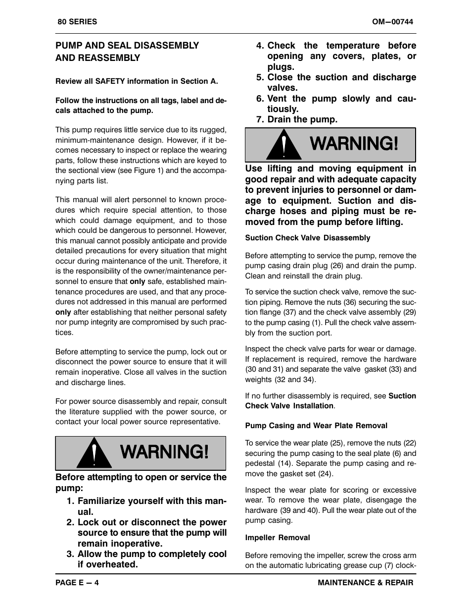 Pump and seal disassemblyand reassembly | Gorman-Rupp Pumps 81 1/2B2-B 259506 and up User Manual | Page 25 / 33