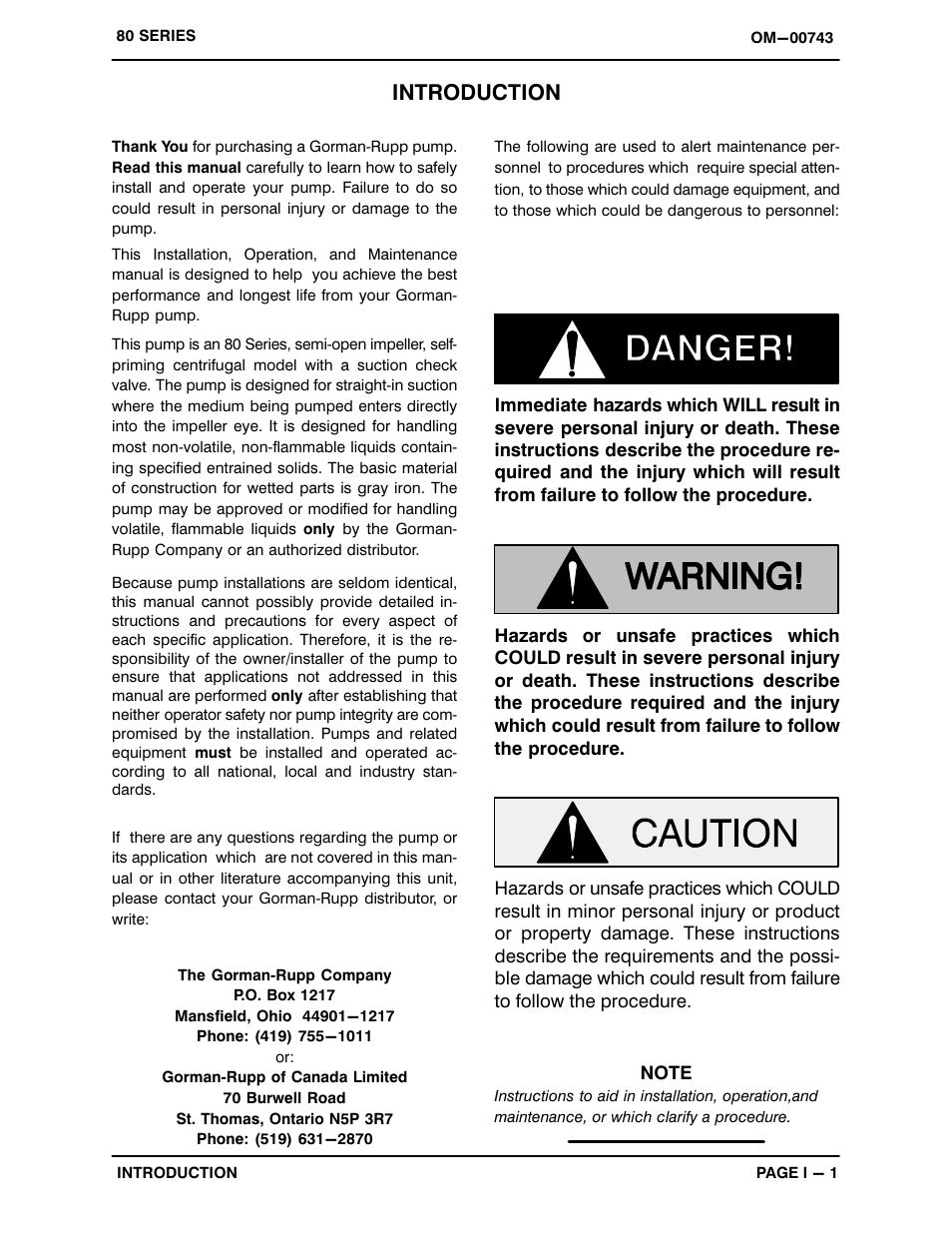 Introduction | Gorman-Rupp Pumps 81 1/2A3-B 275382 and up User Manual | Page 4 / 30