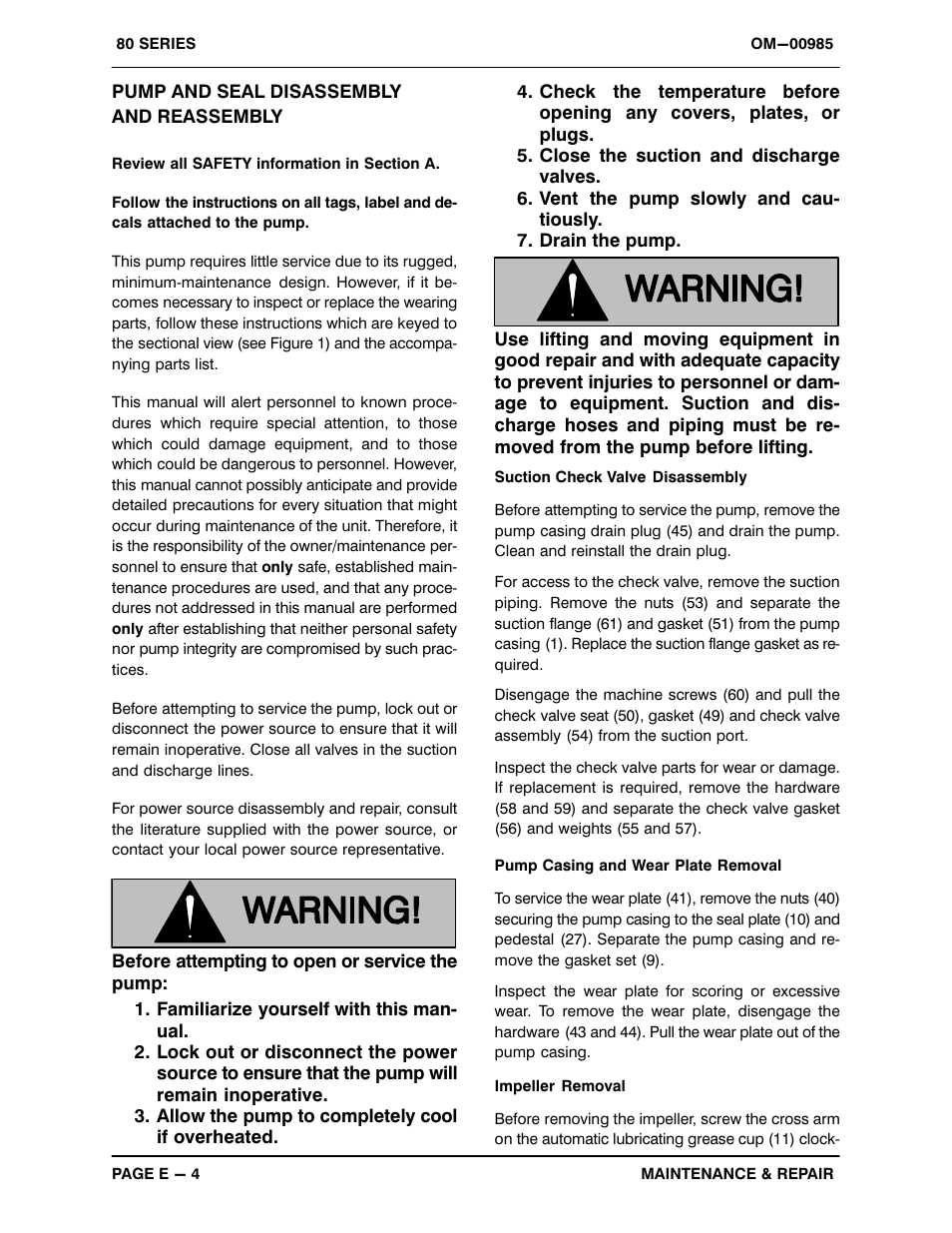 Pump and seal disassemblyand reassembly | Gorman-Rupp Pumps 88B2-B 818301 and up User Manual | Page 25 / 33