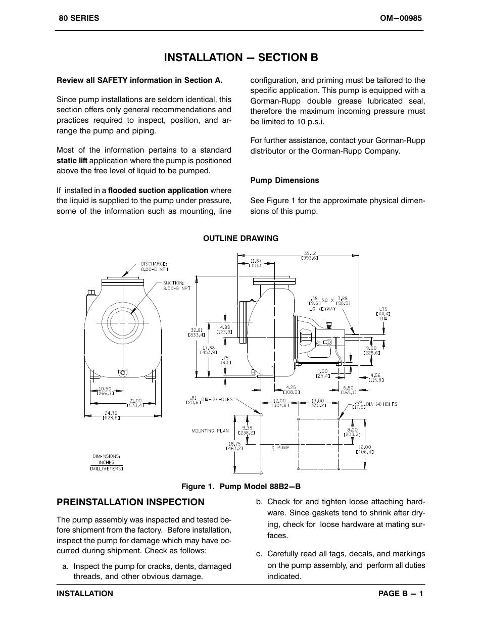 Installation - section b | Gorman-Rupp Pumps 88B2-B 818301 and up User Manual | Page 8 / 33