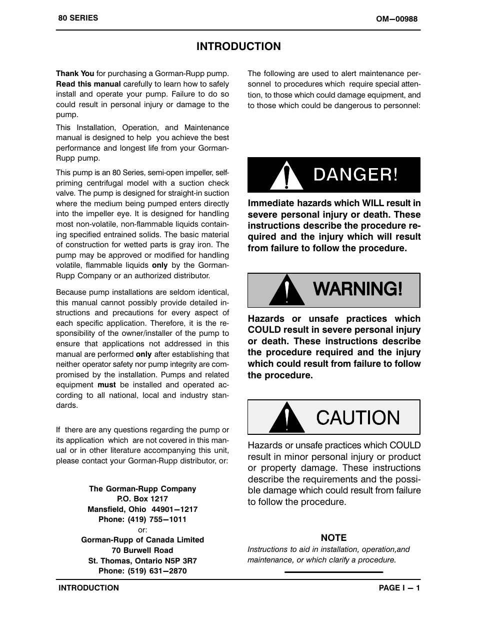 Introduction | Gorman-Rupp Pumps 88B3-B 818301 and up User Manual | Page 5 / 33