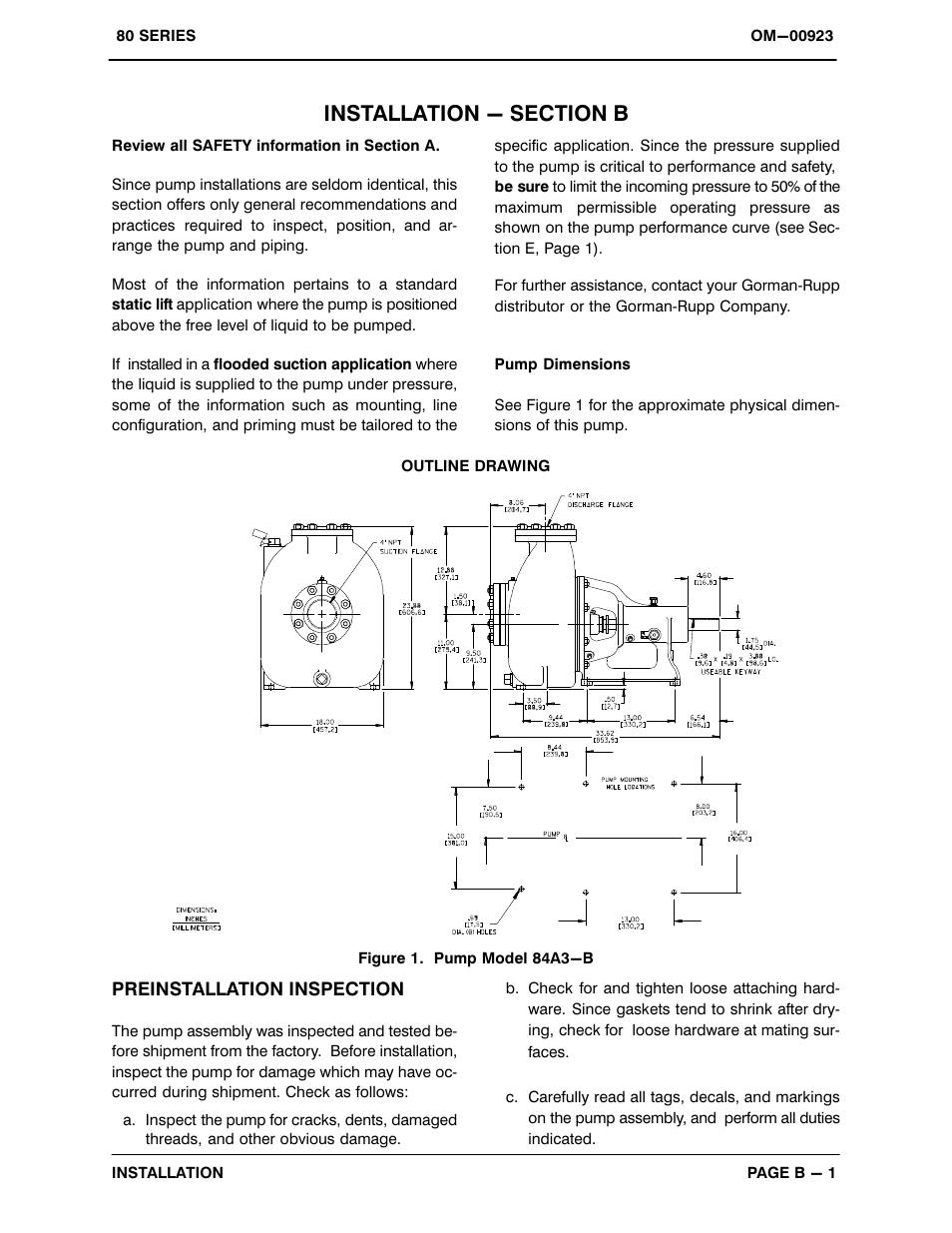 Installation - section b | Gorman-Rupp Pumps 84A3-B 818301 and up User Manual | Page 8 / 33