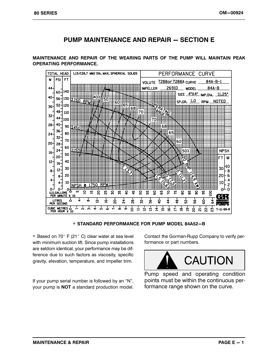 Pump maintenance and repair - section e | Gorman-Rupp Pumps 84A52-B 1325165 and up User Manual | Page 22 / 33