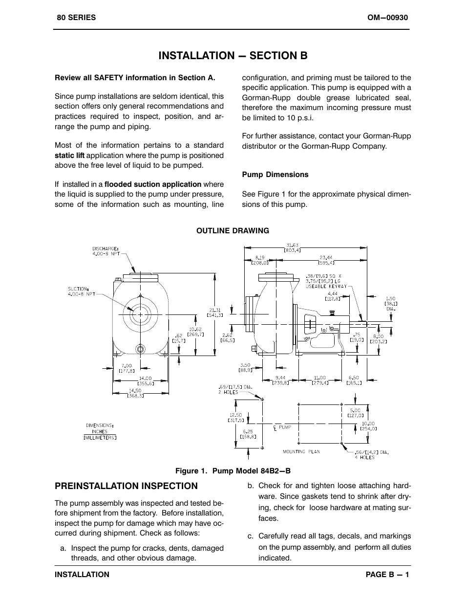 Installation - section b | Gorman-Rupp Pumps 84B2-B 667409 and up User Manual | Page 8 / 33