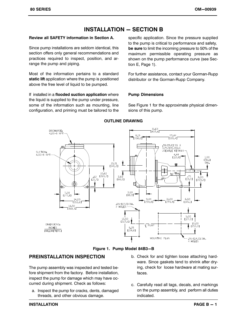 Installation - section b | Gorman-Rupp Pumps 84B3-B 664926 and up User Manual | Page 8 / 33