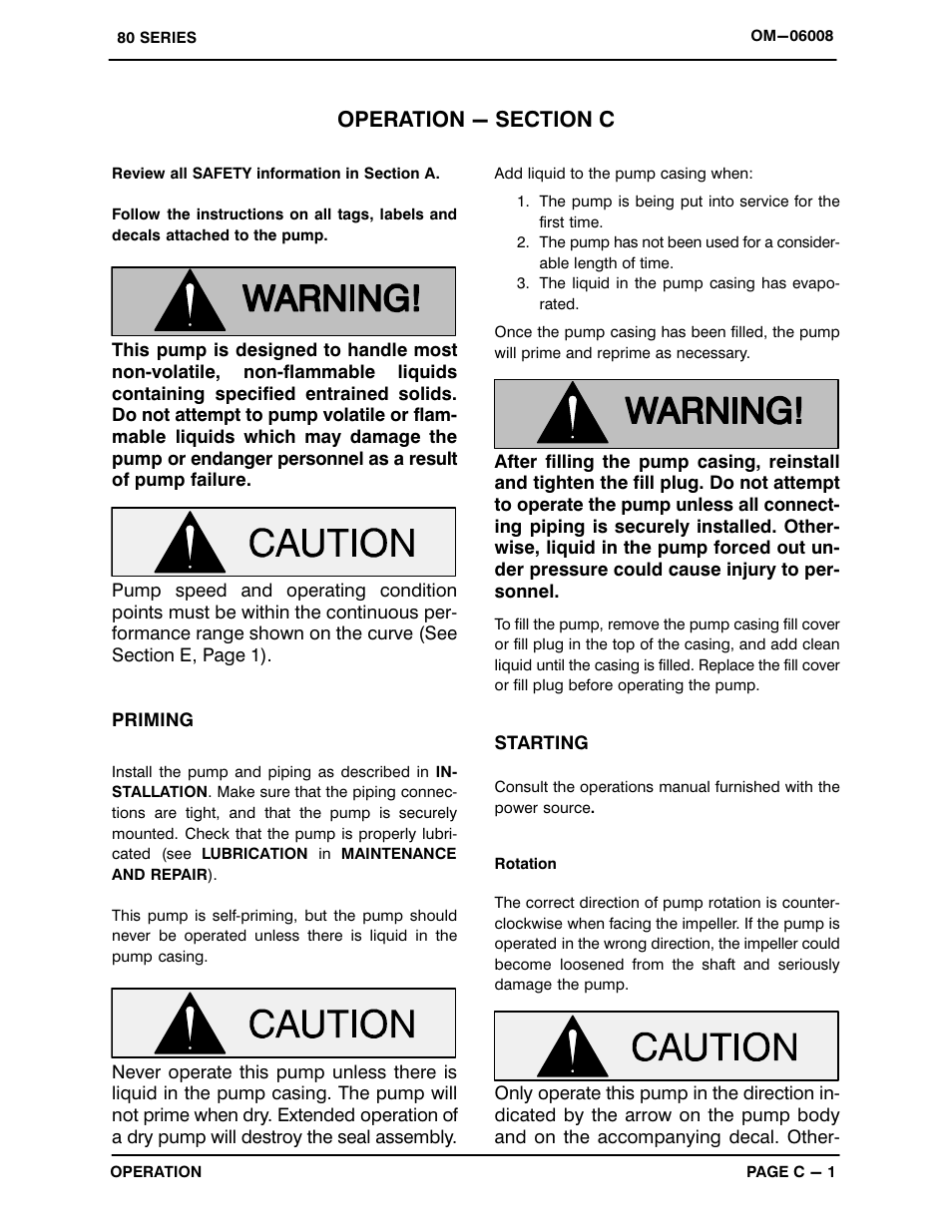 Operation - section c | Gorman-Rupp Pumps 84B31-B 1364371 and up User Manual | Page 14 / 31