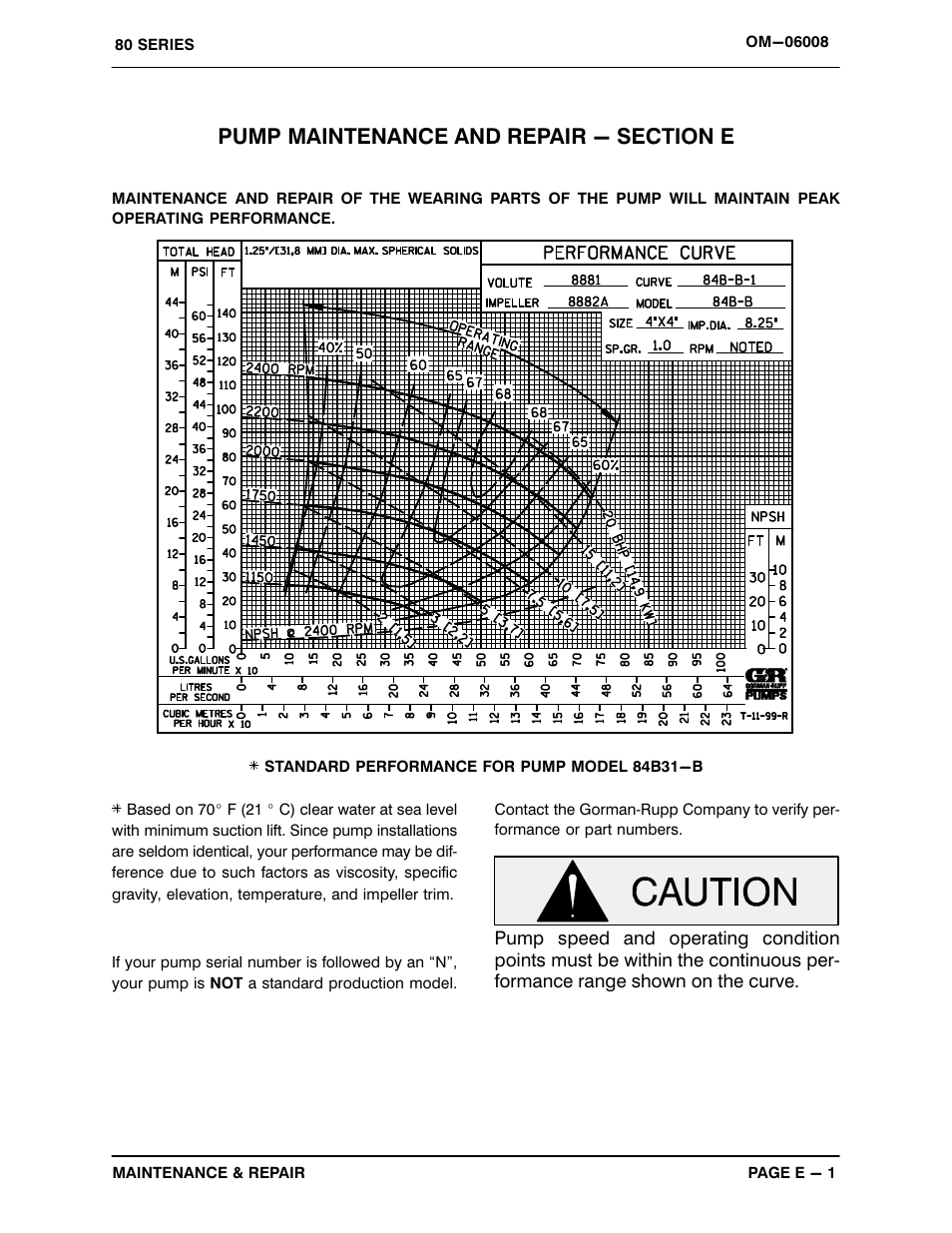 Pump maintenance and repair - section e | Gorman-Rupp Pumps 84B31-B 1364371 and up User Manual | Page 20 / 31