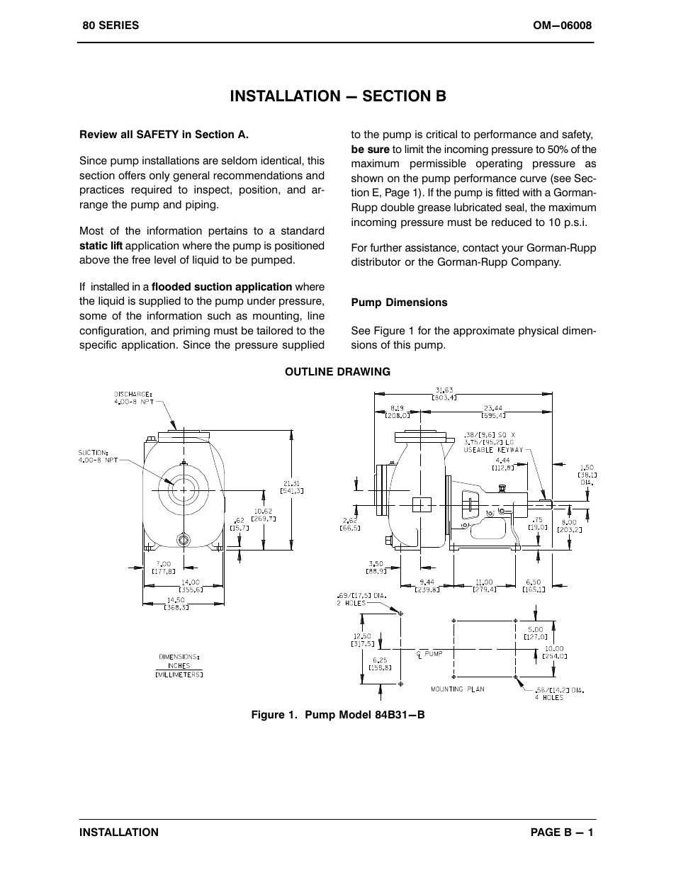 Installation - section b | Gorman-Rupp Pumps 84B31-B 1364371 and up User Manual | Page 8 / 31