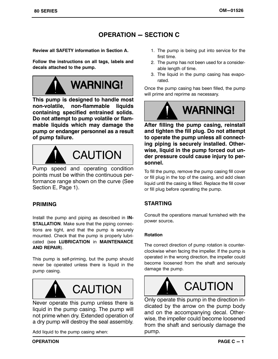 Operation - section c | Gorman-Rupp Pumps 84B52-B 1324770 and up User Manual | Page 13 / 30