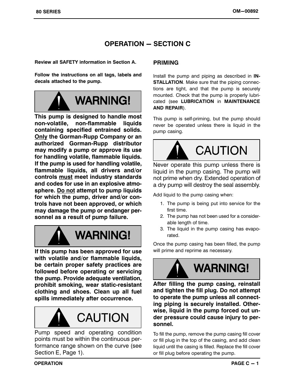 Operation - section c | Gorman-Rupp Pumps 83B52-B 1329030 and up User Manual | Page 15 / 32