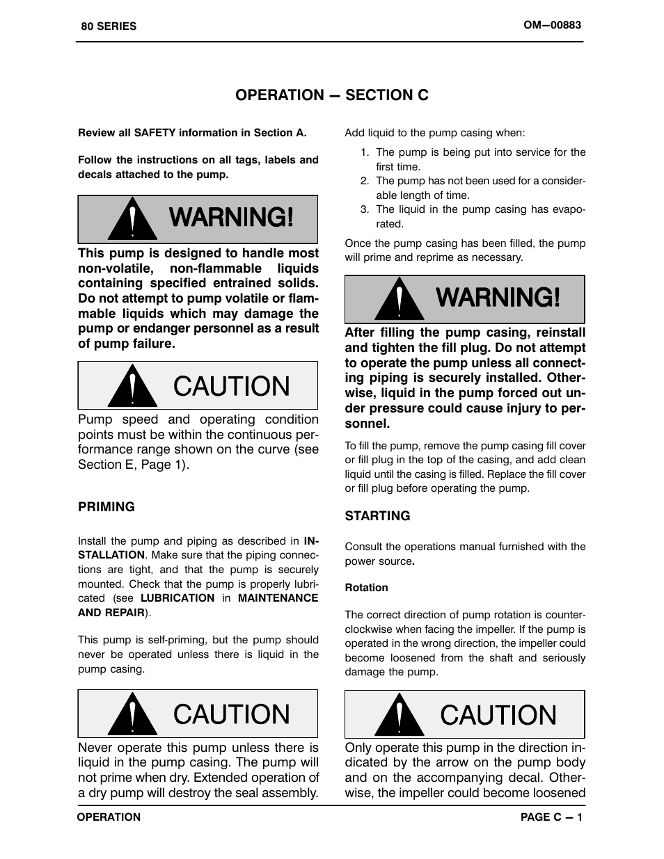 Operation - section c | Gorman-Rupp Pumps 83C20-B 814600 and up User Manual | Page 16 / 32