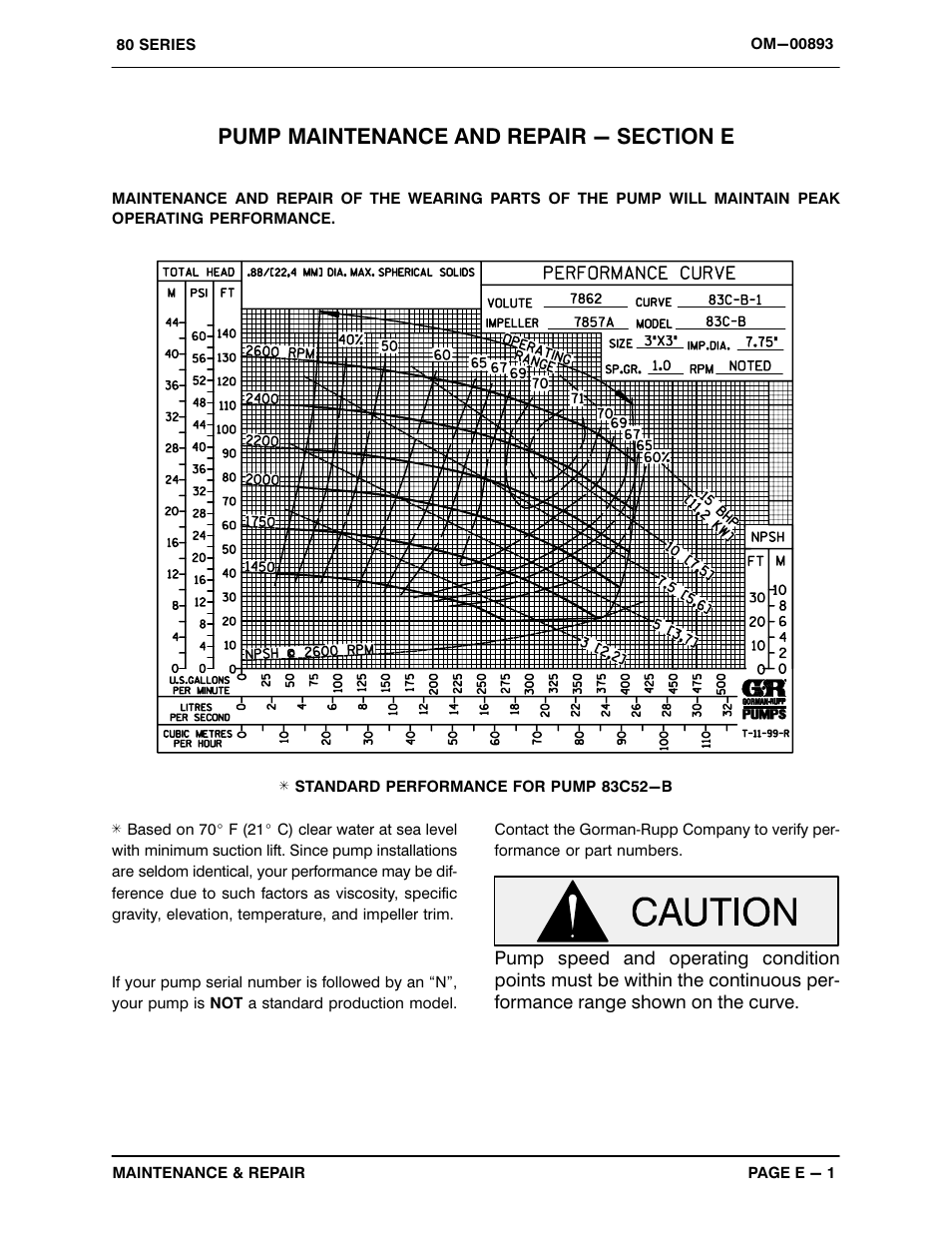 Pump maintenance and repair - section e | Gorman-Rupp Pumps 83C52-B 1337266 and up User Manual | Page 22 / 32