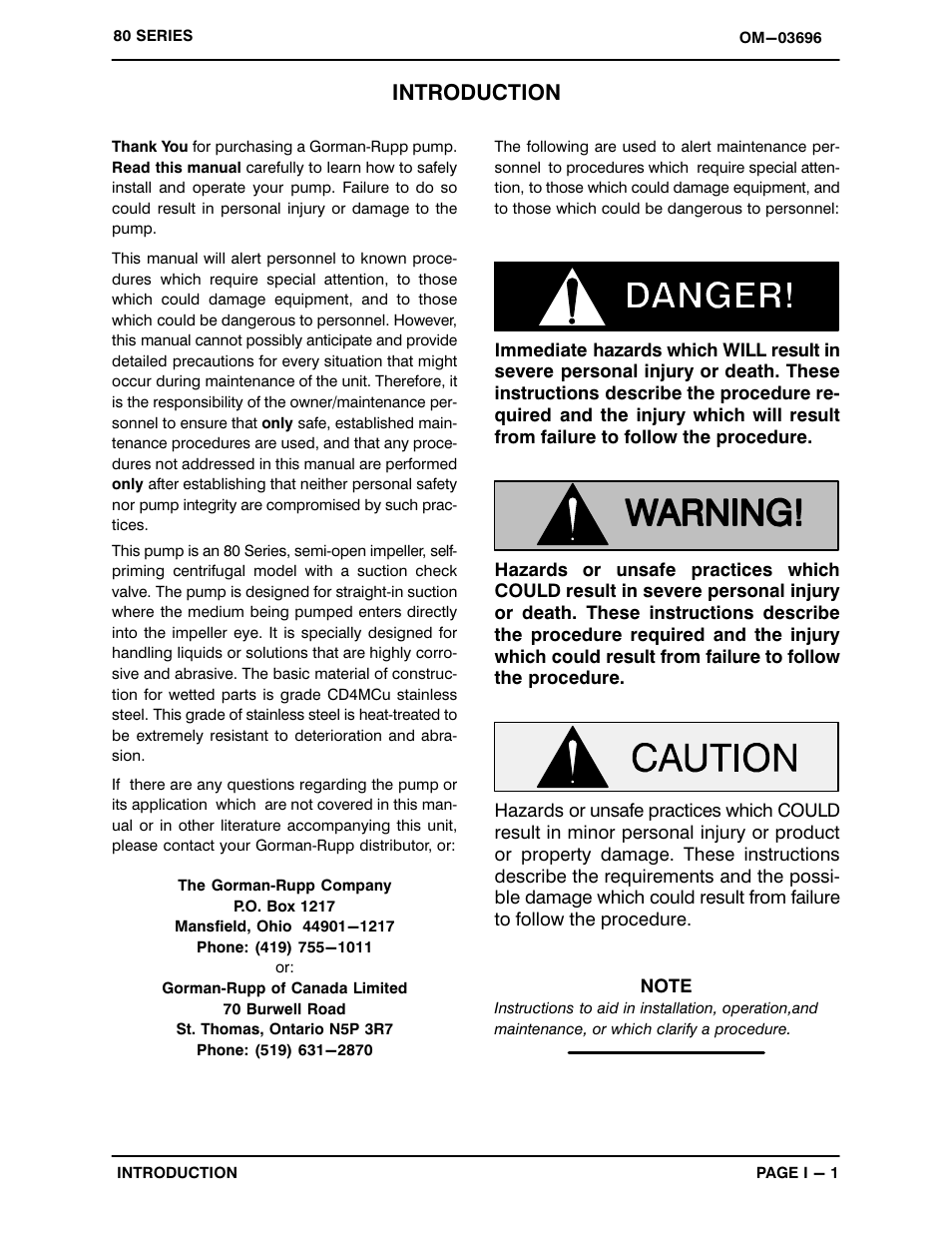 Introduction | Gorman-Rupp Pumps 82H65-B 1015831 and up User Manual | Page 5 / 30