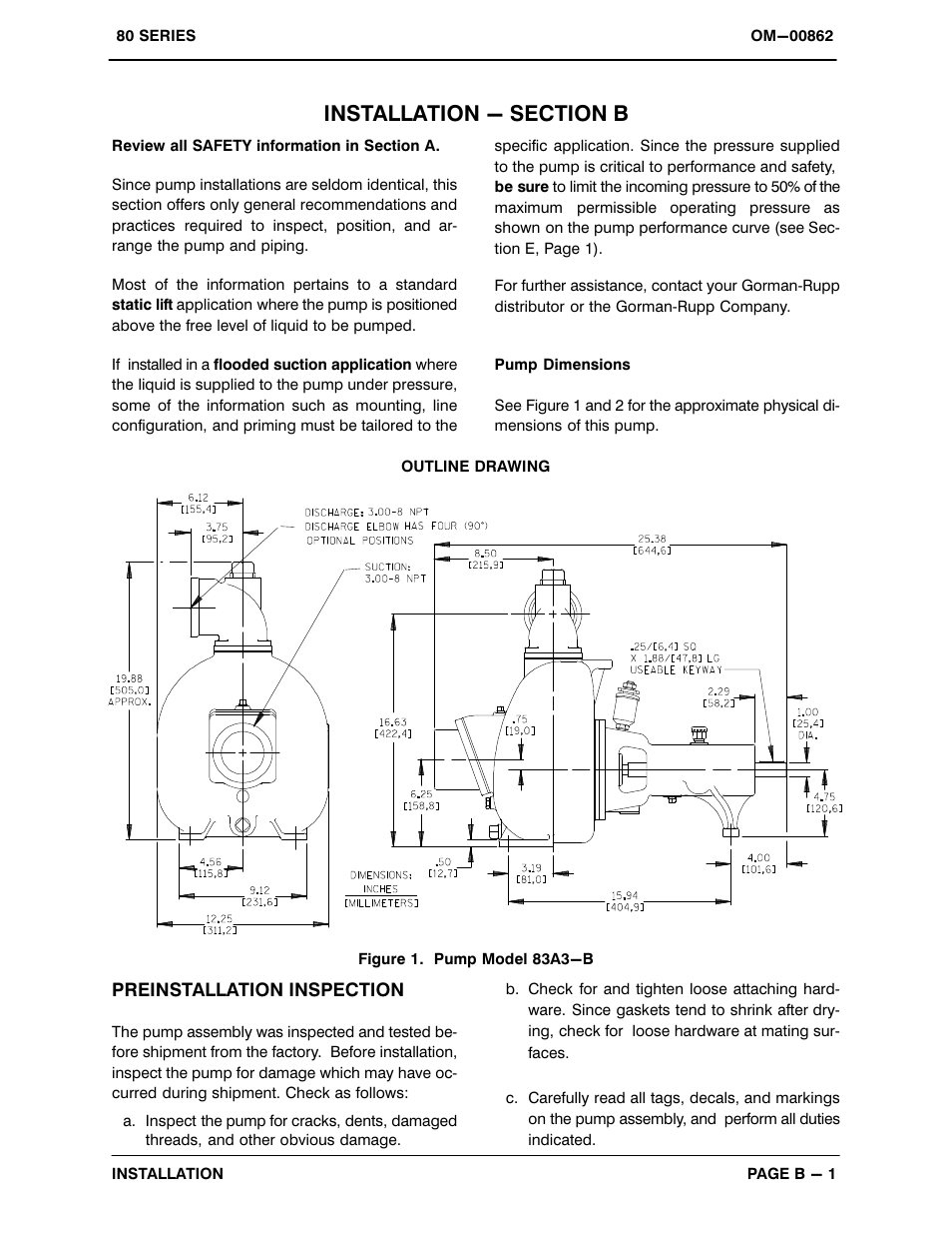 Installation - section b | Gorman-Rupp Pumps 83A3-B 734045 and up User Manual | Page 8 / 33