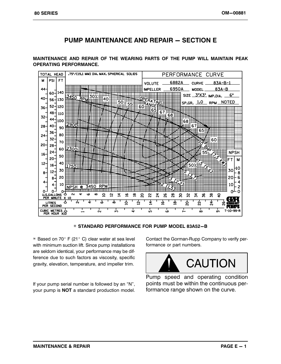 Pump maintenance and repair - section e | Gorman-Rupp Pumps 83A52-B 1332148 and up User Manual | Page 22 / 32