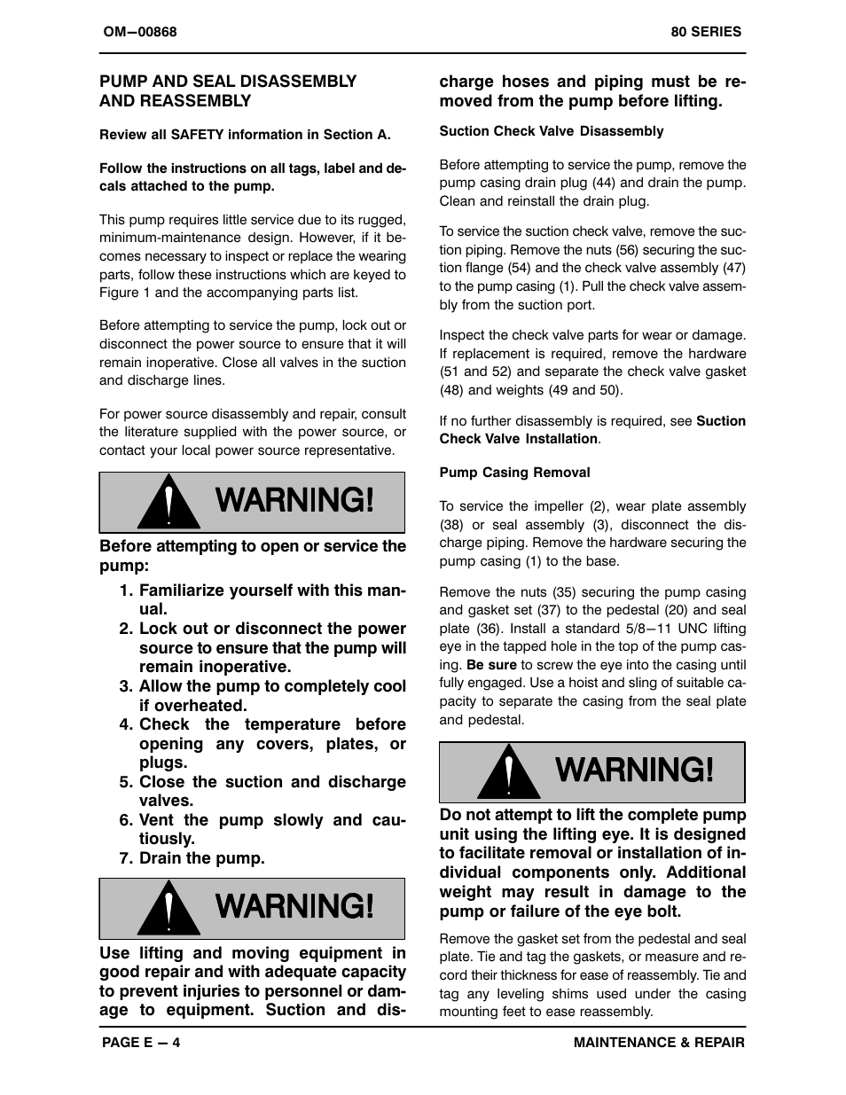 Pump and seal disassemblyand reassembly | Gorman-Rupp Pumps 83B2-B 1063841 and up User Manual | Page 25 / 33