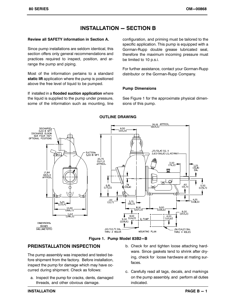 Installation - section b | Gorman-Rupp Pumps 83B2-B 1063841 and up User Manual | Page 8 / 33