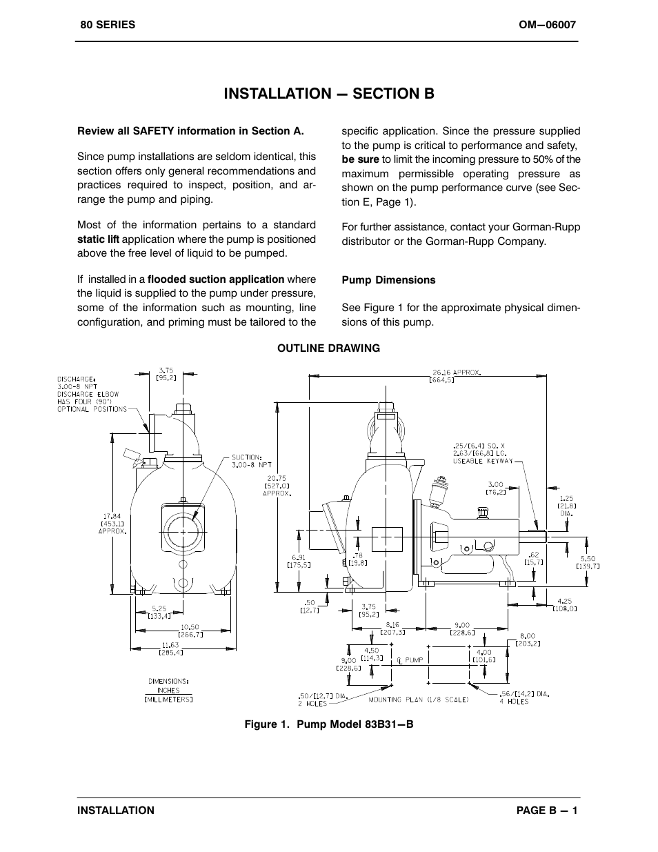 Installation - section b | Gorman-Rupp Pumps 83B31-B 1364724 and up User Manual | Page 8 / 32