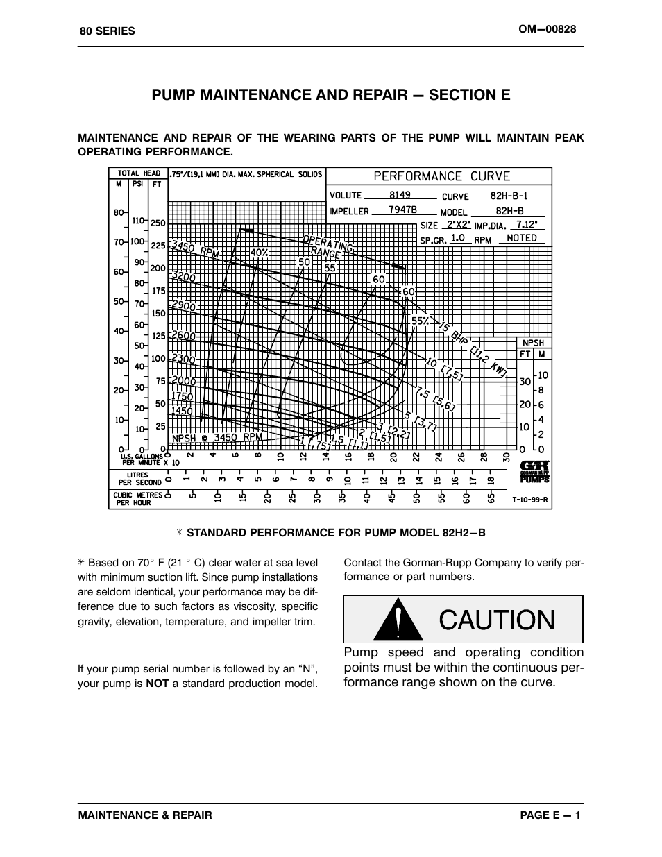 Pump maintenance and repair - section e | Gorman-Rupp Pumps 82H2-B 716064 and up User Manual | Page 19 / 30