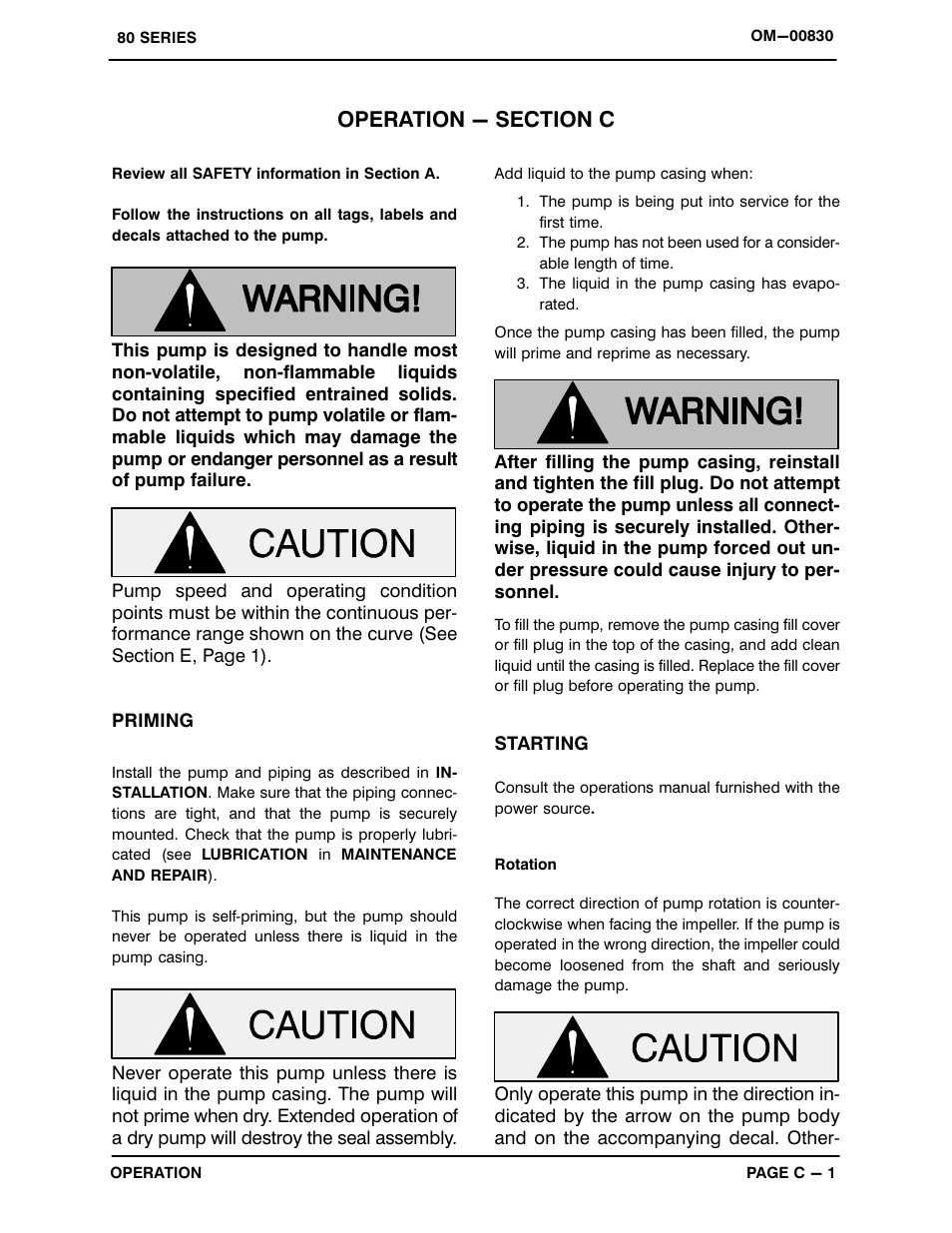 Operation - section c | Gorman-Rupp Pumps 82H20-B 737048 and up User Manual | Page 14 / 30