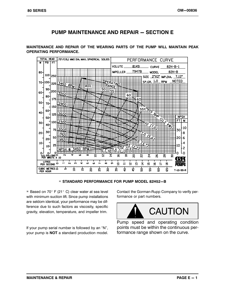 Pump maintenance and repair - section e | Gorman-Rupp Pumps 82H52-B 252751 thru 1325647 User Manual | Page 20 / 30