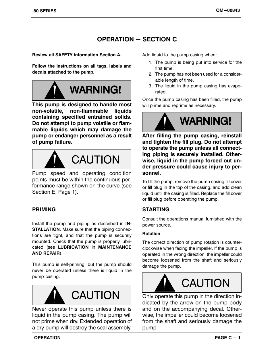 Operation - section c | Gorman-Rupp Pumps 82E2-B 717191 and up User Manual | Page 14 / 31