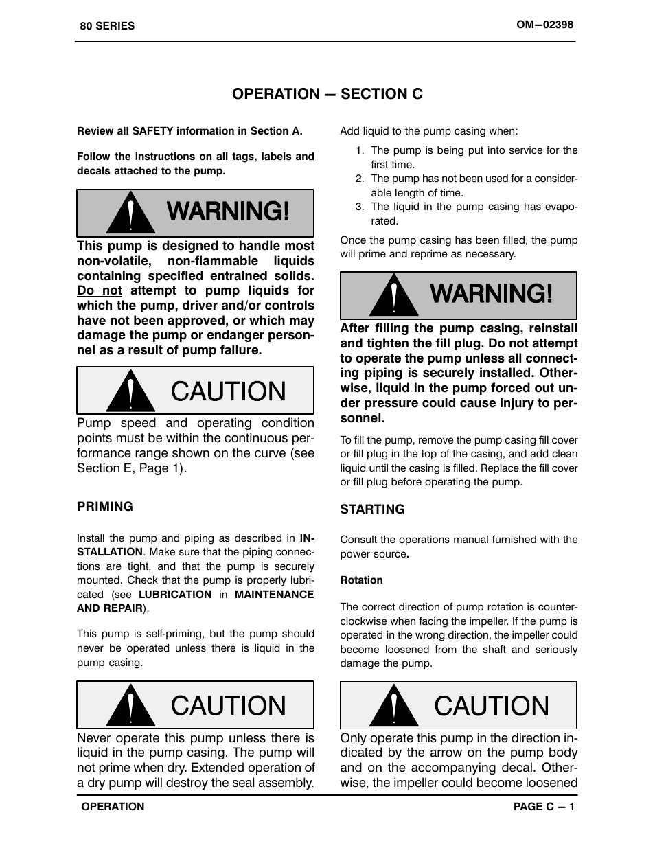 Operation - section c | Gorman-Rupp Pumps 810A2-B 819132 and up User Manual | Page 16 / 32