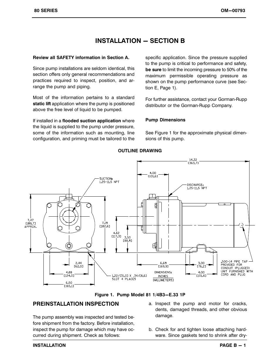 Installation - section b | Gorman-Rupp Pumps 81 1/4B3-E.33 1P 24971 and up User Manual | Page 8 / 26