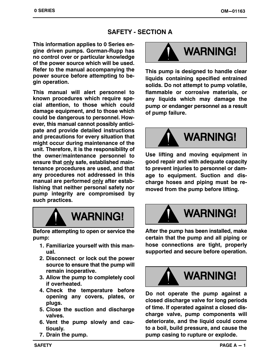 Safety ‐ section a | Gorman-Rupp Pumps 02K52-B 1255789 and up User Manual | Page 6 / 28