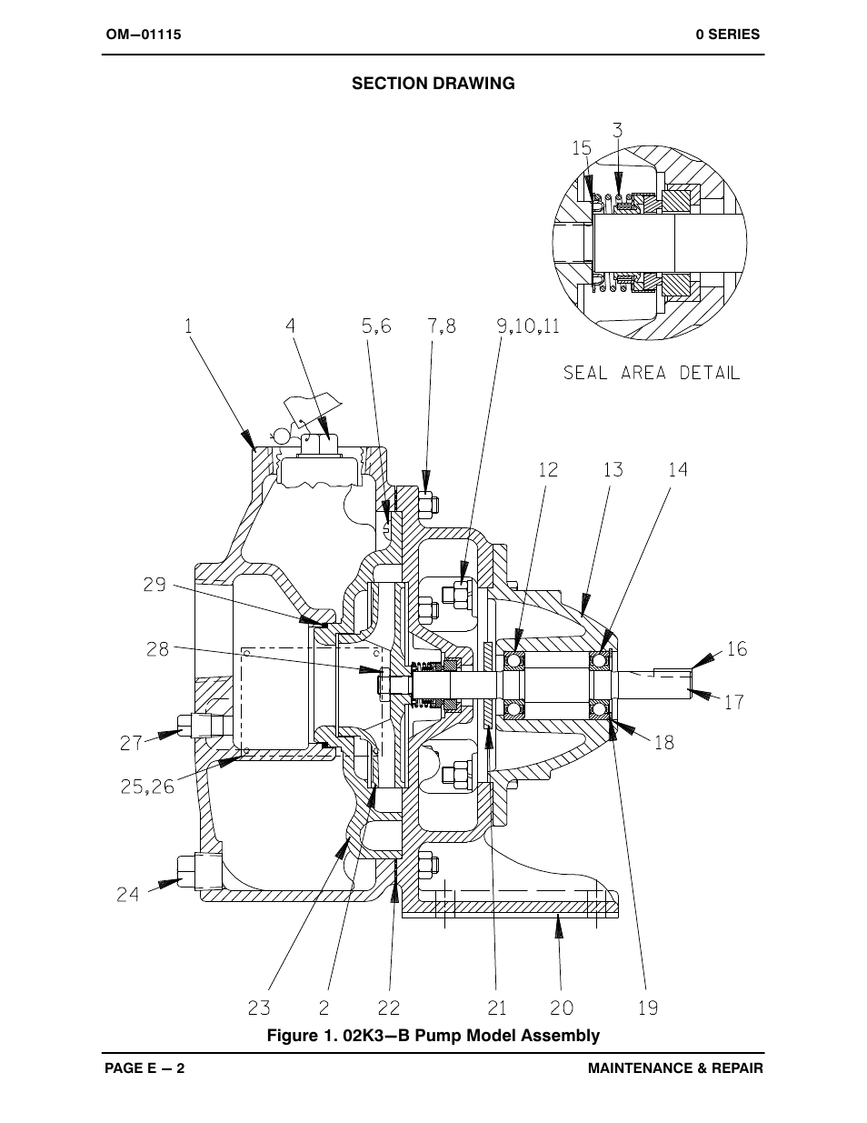 Figure 1. 02k3-b pump model assembly | Gorman-Rupp Pumps 02K3-B 283128 and up User Manual | Page 21 / 29