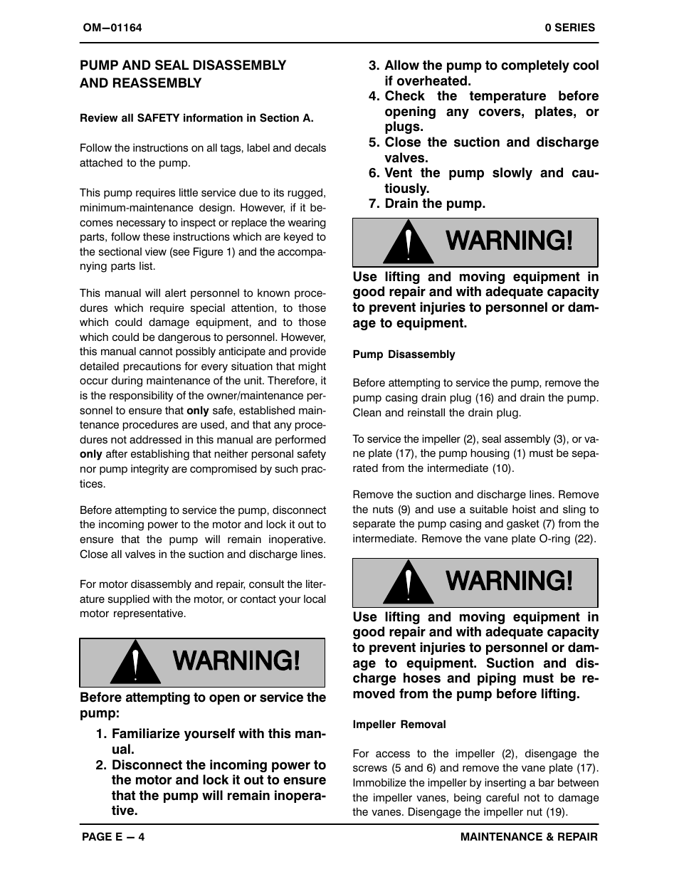 Pump and seal disassembly and reassembly | Gorman-Rupp Pumps 02K3-E2 1P 280663 and up User Manual | Page 22 / 26