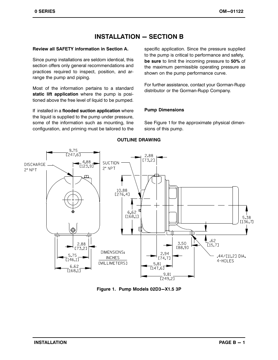 Installation - section b | Gorman-Rupp Pumps 02D3-X1.5 3P 254341 and up User Manual | Page 8 / 26