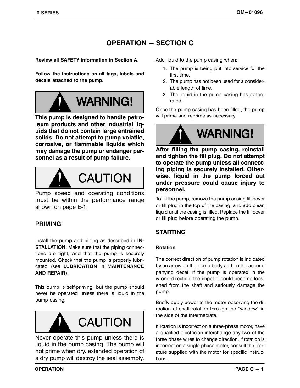 Operation - section c | Gorman-Rupp Pumps 02C3-X1.5 3P 254340 and up User Manual | Page 13 / 26