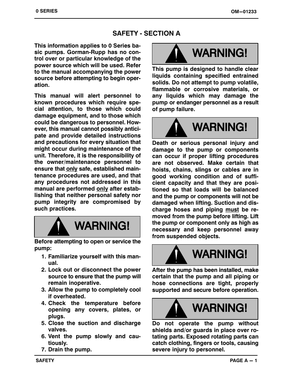 Safety ‐ section a | Gorman-Rupp Pumps 04C52-B 1399307 and up User Manual | Page 6 / 30