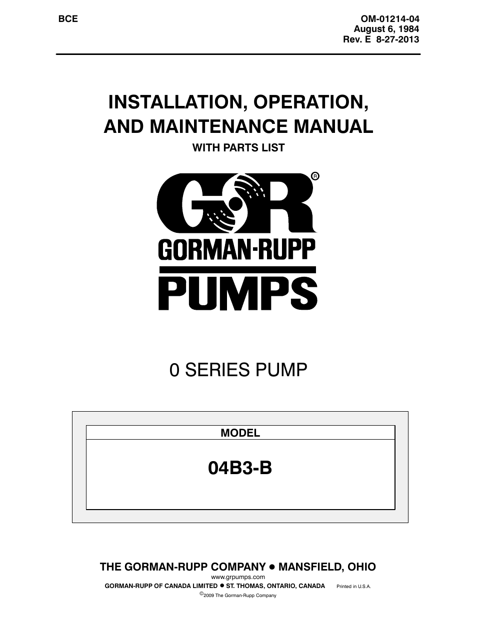 Gorman-Rupp Pumps 04B3-B 806819 and up User Manual | 31 pages