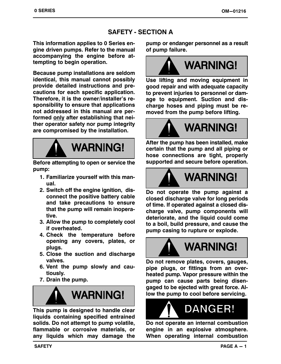 Safety ‐ section a | Gorman-Rupp Pumps 04B3-F4L 1316966 and up User Manual | Page 6 / 35